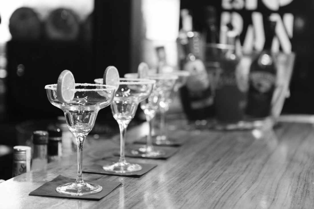 black and white alcohol bar drinks